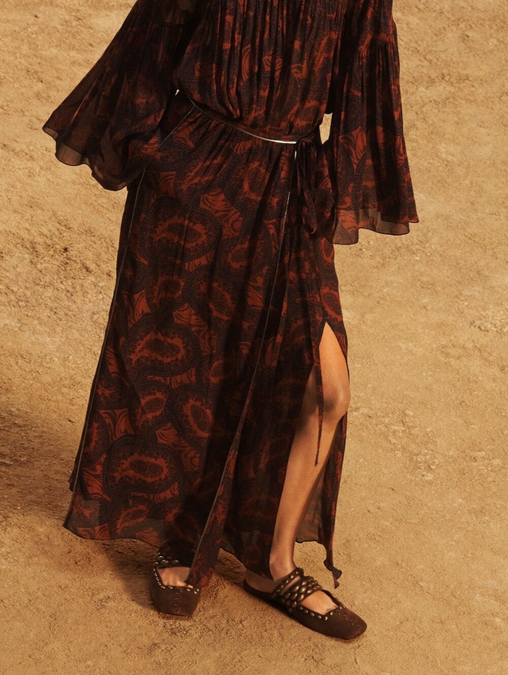 Zara Limited Edition Paisley Wrap Midi Skirt Flowy
